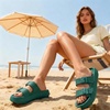 CUSHIONAIRE Fame Pillow Recovery Sandals for Women, Adjustable Double Buckle Waterproof EVA Cloud Slides for Women(Emerald)