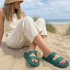 CUSHIONAIRE Fame Pillow Recovery Sandals for Women, Adjustable Double Buckle Waterproof EVA Cloud Slides for Women(Emerald)