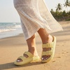 CUSHIONAIRE Fame Pillow Recovery Sandals for Women, Adjustable Double Buckle Waterproof EVA Cloud Slides for Women(Golden)