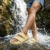 CUSHIONAIRE Fame Pillow Recovery Sandals for Women, Adjustable Double Buckle Waterproof EVA Cloud Slides for Women(Golden)