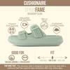 CUSHIONAIRE Fame Pillow Recovery Sandals for Women, Adjustable Double Buckle Waterproof EVA Cloud Slides for Women(Green)