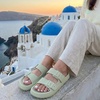 CUSHIONAIRE Fame Pillow Recovery Sandals for Women, Adjustable Double Buckle Waterproof EVA Cloud Slides for Women(Green)