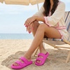 CUSHIONAIRE Fame Pillow Recovery Sandals for Women, Adjustable Double Buckle Waterproof EVA Cloud Slides for Women(Hot Pink)
