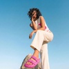 CUSHIONAIRE Fame Pillow Recovery Sandals for Women, Adjustable Double Buckle Waterproof EVA Cloud Slides for Women(Hot Pink)