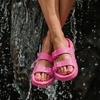 CUSHIONAIRE Fame Pillow Recovery Sandals for Women, Adjustable Double Buckle Waterproof EVA Cloud Slides for Women(Hot Pink)