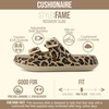 CUSHIONAIRE Fame Pillow Recovery Sandals for Women, Adjustable Double Buckle Waterproof EVA Cloud Slides for Women(Leopard)