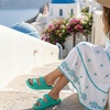 CUSHIONAIRE Fame Pillow Recovery Sandals for Women, Adjustable Double Buckle Waterproof EVA Cloud Slides for Women(Mint)