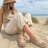 CUSHIONAIRE Fame Pillow Recovery Sandals for Women, Adjustable Double Buckle Waterproof EVA Cloud Slides for Women(Putty)