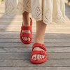 CUSHIONAIRE Fame Pillow Recovery Sandals for Women, Adjustable Double Buckle Waterproof EVA Cloud Slides for Women(Red)