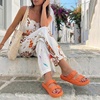 CUSHIONAIRE Fame Pillow Recovery Sandals for Women, Adjustable Double Buckle Waterproof EVA Cloud Slides for Women(Tangerine)
