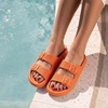 CUSHIONAIRE Fame Pillow Recovery Sandals for Women, Adjustable Double Buckle Waterproof EVA Cloud Slides for Women(Tangerine)