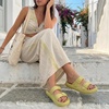 CUSHIONAIRE Fame Pillow Recovery Sandals for Women, Adjustable Double Buckle Waterproof EVA Cloud Slides for Women(Yellow)