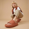 CUSHIONAIRE Feather-K Cloud Slides, EVA Waterproof Pool Sandals for Kids(Tangerine)
