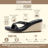 CUSHIONAIRE Ferry Espadrille Wedge Sandals for Women, Thong Platform Flip Flops with Cross Strap and Slip-On Design(Black)