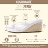 CUSHIONAIRE Ferry Espadrille Wedge Sandals for Women, Thong Platform Flip Flops with Cross Strap and Slip-On Design(Ivory)