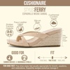 CUSHIONAIRE Ferry Espadrille Wedge Sandals for Women, Thong Platform Flip Flops with Cross Strap and Slip-On Design(Sand)