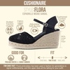 CUSHIONAIRE Flora Platform Espadrilles for Women, Dressy Wedge Closed Toe Sandals with Ankle Strap and Cushioned Footbed(Black)