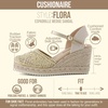 CUSHIONAIRE Flora Platform Espadrilles for Women, Dressy Wedge Closed Toe Sandals with Ankle Strap and Cushioned Footbed(Gold)