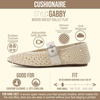 CUSHIONAIRE Gabby Woven Mary Jane Ballet Flats for Women, Comfortable Dressy Flat Shoes with Adjustable Gold-Tone Buckle and Memory Foam Cushioning(Beige)