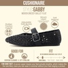 CUSHIONAIRE Gabby Woven Mary Jane Ballet Flats for Women, Comfortable Dressy Flat Shoes with Adjustable Gold-Tone Buckle and Memory Foam Cushioning(Black)