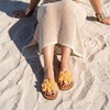 CUSHIONAIRE Gemma Knit Flat Slide Sandals for Women with Woven Strap(Orange)