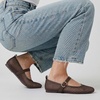 CUSHIONAIRE Gracie Mesh Mary Jane Flats for Women, Breathable Ballet Flats with Adjustable Buckle Strap and Memory Foam Cushioning(Coffee)