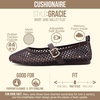 CUSHIONAIRE Gracie Mesh Mary Jane Flats for Women, Breathable Ballet Flats with Adjustable Buckle Strap and Memory Foam Cushioning(Coffee)