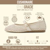 CUSHIONAIRE Gracie Mesh Mary Jane Flats for Women, Breathable Ballet Flats with Adjustable Buckle Strap and Memory Foam Cushioning(Cream)