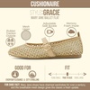 CUSHIONAIRE Gracie Mesh Mary Jane Flats for Women, Breathable Ballet Flats with Adjustable Buckle Strap and Memory Foam Cushioning(Natural)