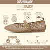 CUSHIONAIRE Gracie Mesh Mary Jane Flats for Women, Breathable Ballet Flats with Adjustable Buckle Strap and Memory Foam Cushioning(Taupe)