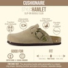 CUSHIONAIRE Hamlet Genuine Leather Suede Clogs for Women, Slip On Shoes with Detailed Metal Buckle Strap and Memory Foam Footbed(Beige)