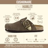 CUSHIONAIRE Hamlet Genuine Leather Suede Clogs for Women, Slip On Shoes with Detailed Metal Buckle Strap and Memory Foam Footbed(Dark Taupe)