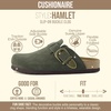 CUSHIONAIRE Hamlet Genuine Leather Suede Clogs for Women, Slip On Shoes with Detailed Metal Buckle Strap and Memory Foam Footbed(Khaki)