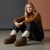 CUSHIONAIRE Hippy Women’s Platform Ankle Boots – Genuine Suede, Faux Fur Lining, Cozy Winter Slip-On Design, Comfortable Footwear with Wide Widths Available(Taupe)