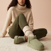 CUSHIONAIRE Hippy Women’s Platform Ankle Boots – Genuine Suede, Faux Fur Lining, Cozy Winter Slip-On Design, Comfortable Footwear with Wide Widths Available(Khaki)