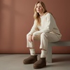 CUSHIONAIRE Hippy Women’s Platform Ankle Boots – Genuine Suede, Faux Fur Lining, Cozy Winter Slip-On Design, Comfortable Footwear with Wide Widths Available(Taupe)