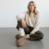 CUSHIONAIRE Hippy Women’s Platform Ankle Boots – Genuine Suede, Faux Fur Lining, Cozy Winter Slip-On Design, Comfortable Footwear with Wide Widths Available(Moss)