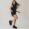 CUSHIONAIRE Hippy Women’s Platform Ankle Boots – Genuine Suede, Faux Fur Lining, Cozy Winter Slip-On Design, Comfortable Footwear with Wide Widths Available(Black)