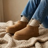 CUSHIONAIRE Hippy Women’s Platform Ankle Boots – Genuine Suede, Faux Fur Lining, Cozy Winter Slip-On Design, Comfortable Footwear with Wide Widths Available(Chestnut)
