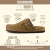 CUSHIONAIRE Hugo Genuine Leather Suede Clogs for Men – Comfortable Slip On Shoes with Adjustable Buckle, Closed Toe Mens Slides(Brown)