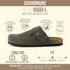 CUSHIONAIRE Hugo Genuine Leather Suede Clogs for Men – Comfortable Slip On Shoes with Adjustable Buckle, Closed Toe Mens Slides(Olive)