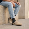 CUSHIONAIRE Hugo Genuine Leather Suede Clogs for Men – Comfortable Slip On Shoes with Adjustable Buckle, Closed Toe Mens Slides(Taupe)
