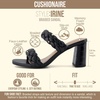 CUSHIONAIRE Irine Chunky Heels for Women, Braided Block Heel Sandals with Square Toe and Memory Foam(Black)