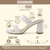 CUSHIONAIRE Irine Chunky Heels for Women, Braided Block Heel Sandals with Square Toe and Memory Foam(Cream)