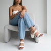 CUSHIONAIRE Irine Chunky Heels for Women, Braided Block Heel Sandals with Square Toe and Memory Foam(Cream)
