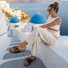 CUSHIONAIRE Leeds 100% Genuine Leather Suede Womens Sandals, Comfortable Slides for Women with Adjustable Statement Buckle(Chocolate)