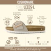 CUSHIONAIRE Leeds 100% Genuine Leather Suede Womens Sandals, Comfortable Slides for Women with Adjustable Statement Buckle(Stone)