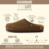 CUSHIONAIRE Lute Genuine Suede Leather Clogs for Women Indoor and Outdoor – Comfortable Slip On Womens Clogs with Cushioned Footbed(Brown)