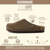 CUSHIONAIRE Lute Genuine Suede Leather Clogs for Women Indoor and Outdoor – Comfortable Slip On Womens Clogs with Cushioned Footbed(Dark Taupe)