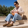 CUSHIONAIRE Luz Suede Clogs for Women with Fuzzy Lining(Brown)